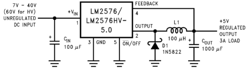 Application Circuit Diagram - Texas Instruments LM2576x SIMPLE SWITCHER® Voltage Regulators